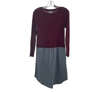 Hayden Women's Mixed Media Shift Dress Long Sleeve Multicolor Size Small New